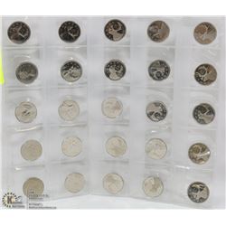 67) SHEET OF 25 CANADIAN QUARTERS NON-