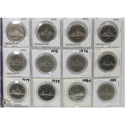 45) SHEET OF 12 $1 DOLLAR CANADIAN COINS SOME "PL"