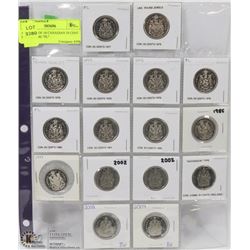 47) SHEET OF 16 CANADIAN 50 CENT COINS SOME "PL"