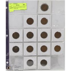 53) SHEET OF 13 CANADIAN LARGE PENNIES 1904-1920
