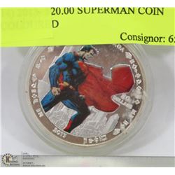 14) 2013- $20.00 SUPERMAN COIN COLOURED