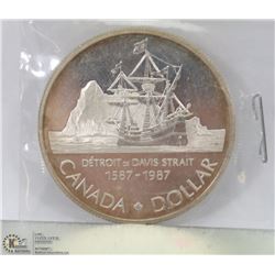 1987 CANADIAN DAVIS STRAIT  SILVER DOLLAR 25GRAMS