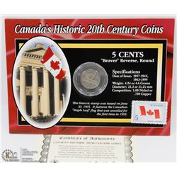 CANADIAN 20TH CENTURY COIN & STAMP SET -1939 -