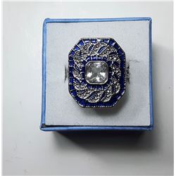 7)  WHITE & BLUE TOPAZ ART DECO INSPIRED