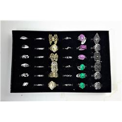 13)  LOT OF 36 FASHION RINGS