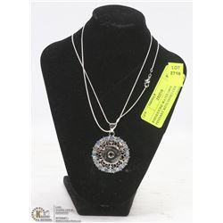 RHINESTONE WATER DROP PENDANT WITH SNAKE CHAIN