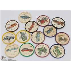 LOT OF 14 JELL-O CAR COINS