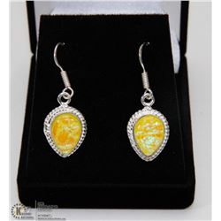 #67-AUSTRALIA FIRE OPAL GEMSTONE EARRINGS