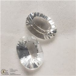 127) 2 GENUINE COLORLESS TOPAZ, OVAL OPTIC CUT,