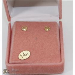 103) 14K YELLOW GOLD HEART STUD EARRINGS