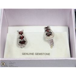 125)STERLING SILVER AND GARNET EARRINGS