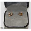 Image 1 : 81) 10KT GOLD SAPPHIRE HEART SHAPED EARRINGS