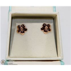 76) ROSE GOLD PLATED SILVER DIAMOND EARRINGS