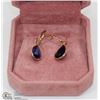 Image 1 : 74) GOLD SAPPHIRE HOOP EARRINGS IN A DANGLING