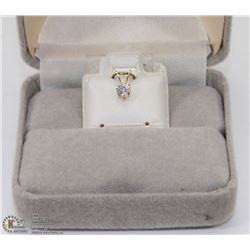 95) 14K GOLD CUBIC ZIRCONIA  HEART SHAPED PENDANT