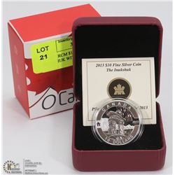 7)  2013 RCM $10 FINE SILVER COIN INUKSHUK WITH