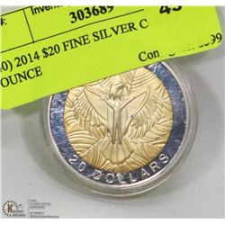 40) 2014 $20 FINE SILVER COIN 1 OUNCE