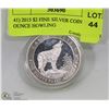 Image 1 : 41) 2015 $2 FINE SILVER COIN 3/4 OUNCE HOWLING