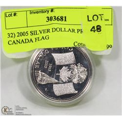 32) 2005 SILVER DOLLAR PROOF CANADA FLAG