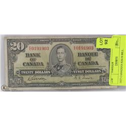 1937 CANADIAN $20.00 BILL.