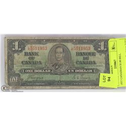 1937 CANADIAN $1.00 BILL.