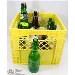 BOX OF COLLECTIBLE BEER BOTTLES.