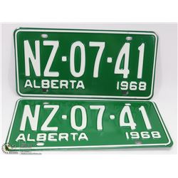 1 SET OF 1968 ALBERTA  LICENSE PLATES