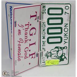 SET OF 3 VANITY LICENSE PLATES.