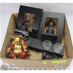 BOX W/BUDDHA FIGURINES - CANDLE