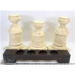 3 PILLAR CANDLE HOLDERS WITH TEALIGHT BAR