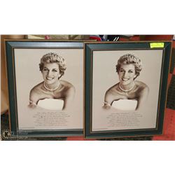 SET OF 2 LADY DI FRAMED COMMEMORATIVE PICTURES