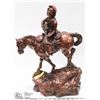 Image 1 : BRONZE LOOK COWBOY & HORSE STATUE