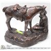 Image 2 : BRONZE LOOK  COWBOY & HORSE STATUE