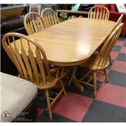 OAK KITCHEN DINING SET INCL TABLE,  6 CHAIRS AND