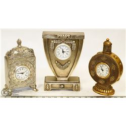 LOT OF 3 ARTISTIC MANTLE CLOCKS