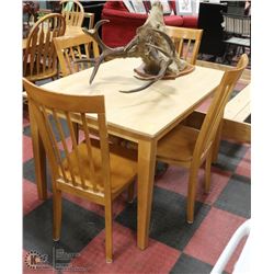 WOOD TABLE AND 4 CHAIRS 36"X48"X30"H