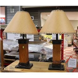 SET OF 2 WOOD & METAL LAMPS
