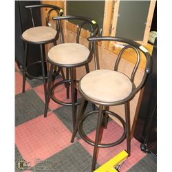 SET OF 3 SWIVEL BAR STOOLS W/PADDED
