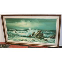 162) UNTITLED TURBULENT OCEAN GULLS BY COLLINS