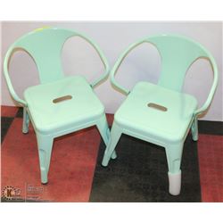 SET OF 2 LIGHT GREEN CHILDRENS CHAIRS