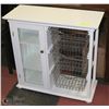 Image 1 : WHITE CABINET WITH DOOR AND  WIRE SHELVES