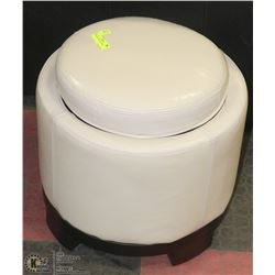 PAIR WHITE LEATHERETTE FOOT STOOL
