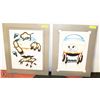 Image 1 : SET OF 2 NATIVE ART ORIGINAL COLOR DRAWING BY