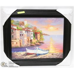 FRAMED OIL ON CANVAS COASTAL SCENE BY ANTONIO