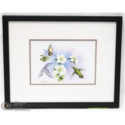 FRAMED & SIGNED SUE COLEMAN HUMMINGBIRD PRINT -