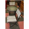 Image 1 : BISTRO GLASS TOP TABLE WITH 2 FOLDABLE CHAIRS