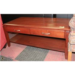 COFFEE TABLE WITH 2 DRAWERS AND SHELF