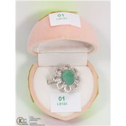 1) STERLING SILVER EMERALD RING