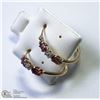 Image 3 : 3) 9KT GOLD GARNET & DIAMOND HOOP EARRINGS