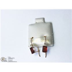 7) 10KT GOLD GARNET & DIAMOND EARRINGS